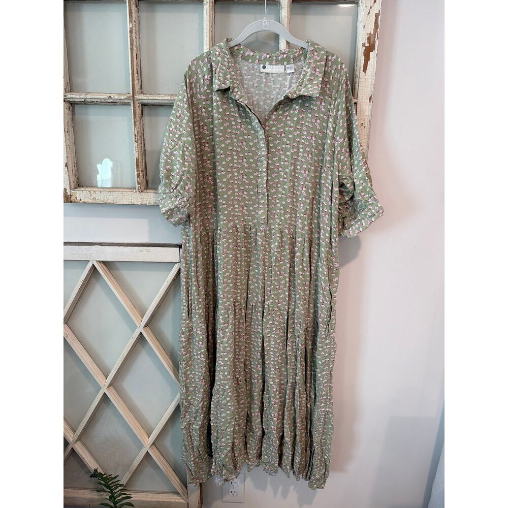 Ella Simone size 3X floral rayon midi dress with pockets